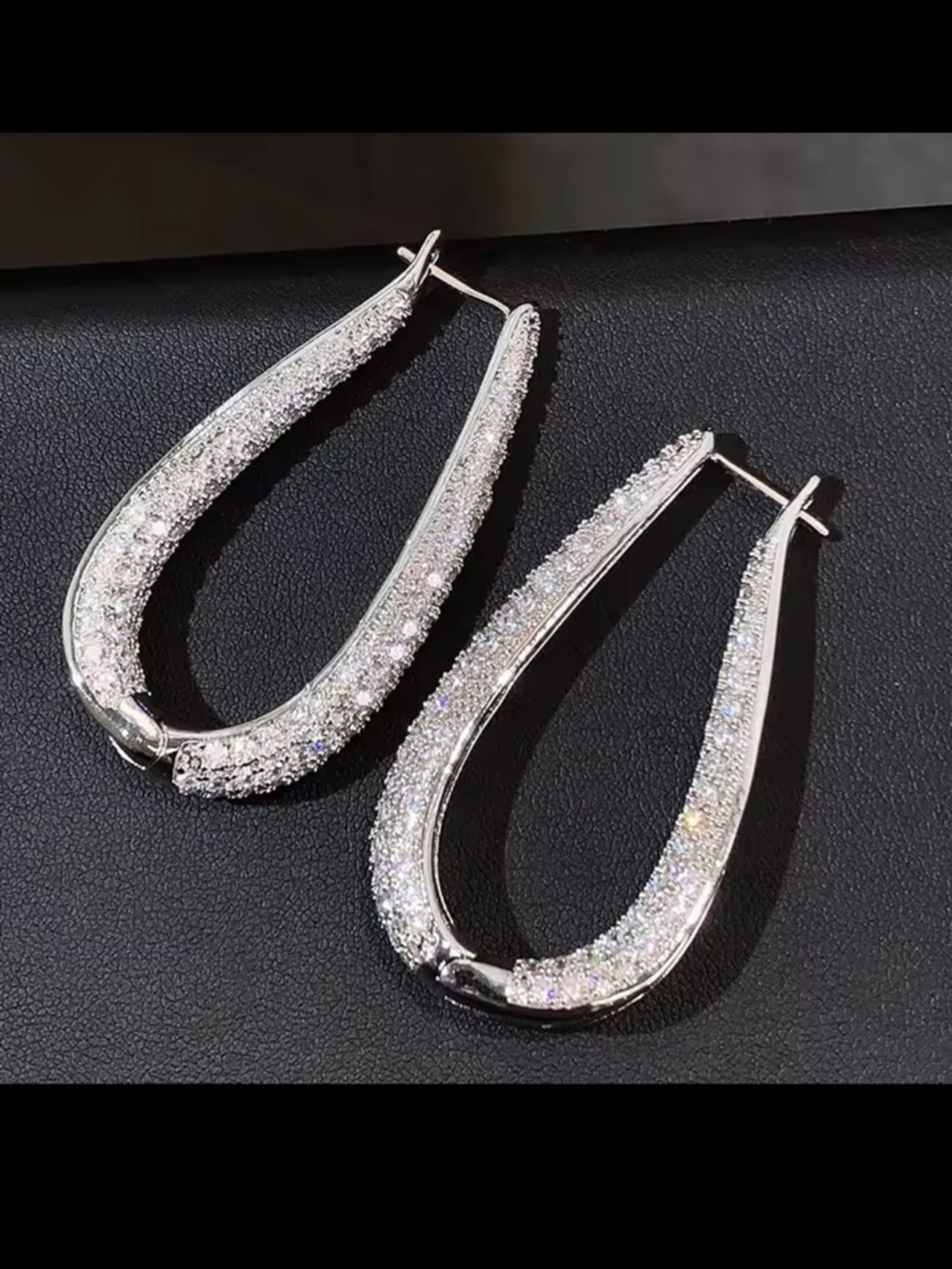 NEW Earrings Silver Pave Crystal Tear Drop Dangle AP18